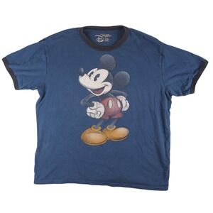 Disney Mickey Mouse T Shirt Adult Size XXL Blue Studio Collection Big Print EUC‎